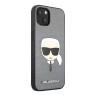 Чехол Lagerfeld PU Saffiano Karl's Head Hard для iPhone 13, серебристый