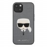 Чехол Lagerfeld PU Saffiano Karl's Head Hard для iPhone 13, серебристый