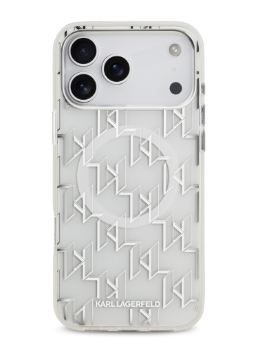 Karl Lagerfeld для iPhone 17 Pro чехол IML KL Monogram Metal camera Hard White (MagSafe)