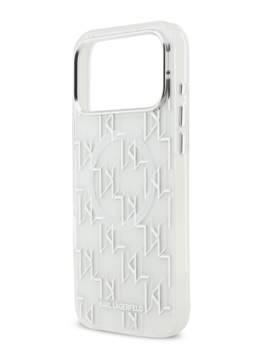Karl Lagerfeld для iPhone 17 Pro чехол IML KL Monogram Metal camera Hard White (MagSafe)