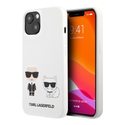 Чехол Lagerfeld Liquid silicone Karl & Choupette Hard для iPhone 13 mini, белый