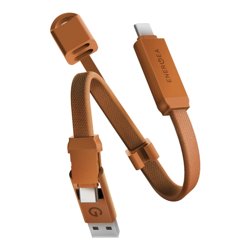 Energea Кабель Sheath Key 2-in-1 USB-C to C+A 60W 480 Mbps Orange 15cm