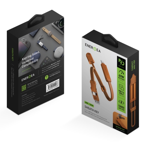Energea Кабель Sheath Key 2-in-1 USB-C to C+A 60W 480 Mbps Orange 15cm