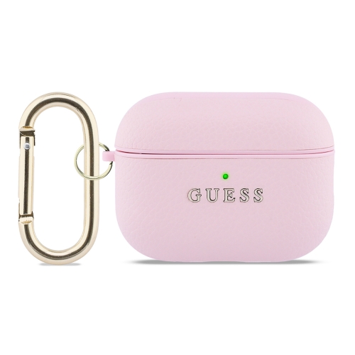 Guess для Airpods Pro 3 чехол PU Grained leather with Classic metal logo and Carabin Pink