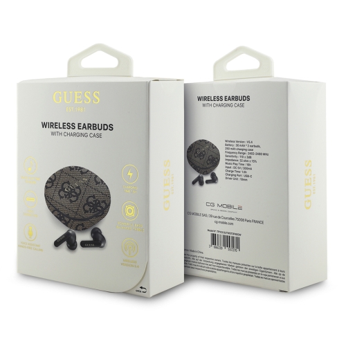 Guess Наушники TWS Bluetooth Square 4G with Classic Metal logo ENC Brown