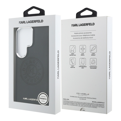 Karl Lagerfeld для Galaxy S26 Ultra чехол PU Perforated Round logo Metal camera Hard Black (MagSafe)