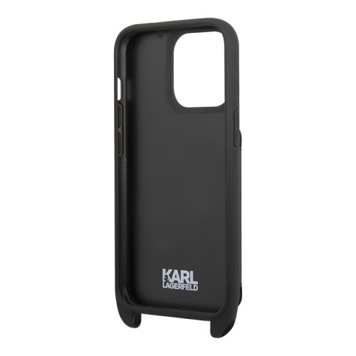 Чехол Lagerfeld Crossbody cardslot PU Saffiano Ikonik metal Hard для iPhone 13 Pro, черный