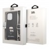 Чехол Lagerfeld Crossbody cardslot PU Saffiano Ikonik metal Hard для iPhone 13 Pro, черный