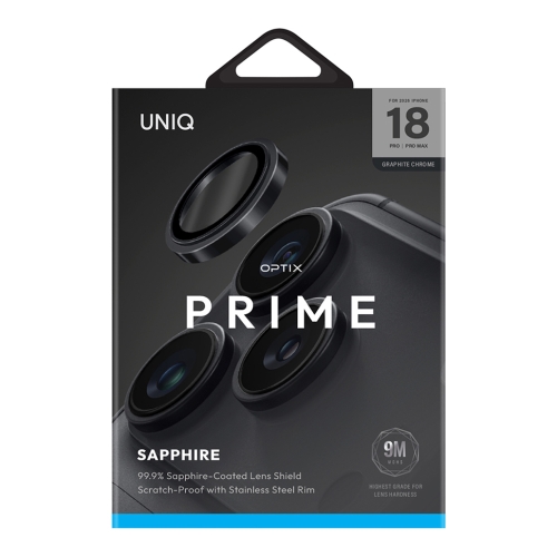 Uniq стекло для iPhone 18 Pro/18 Pro Max OPTIX Camera Lens PRIME Sapphire Stainless steel Graphite