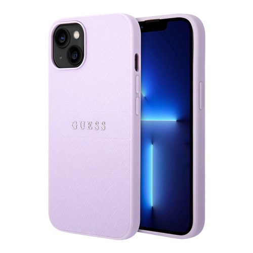 Чехол Guess PU Saffiano with Metal logo Hard для iPhone 14, фиолетовый
