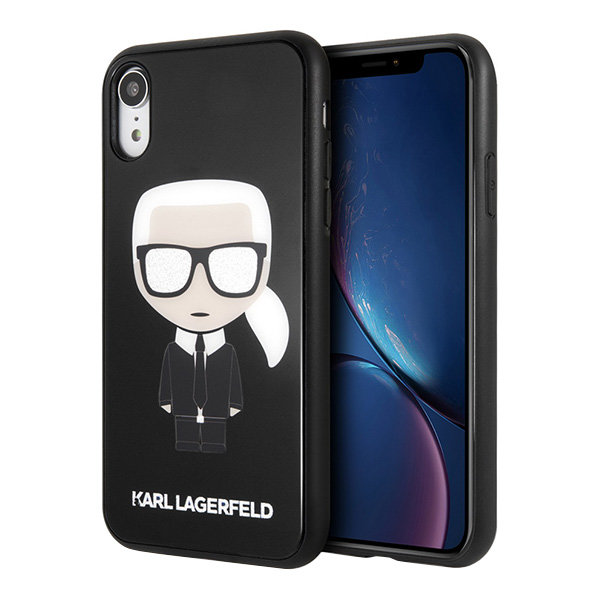 Чехол Karl Lagerfeld Double layer Iconic Karl Hard Glitter для iPhone XR, черный