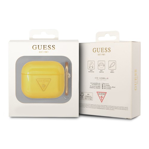 Чехол Guess Translucent Palm Tree с карабином для Airpods 3 (2021), желтый