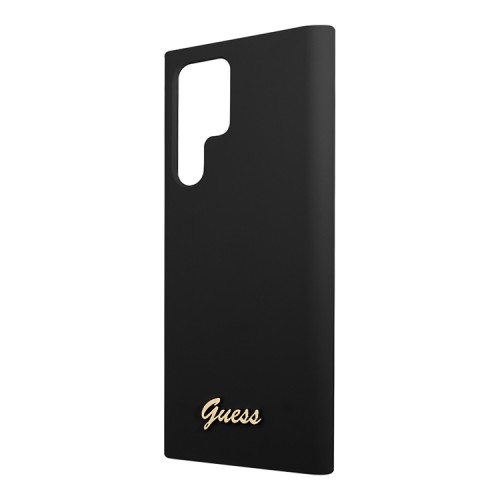 Чехол Guess Liquid Silicone Gold Metal logo для Galaxy S23 Ultra, черный