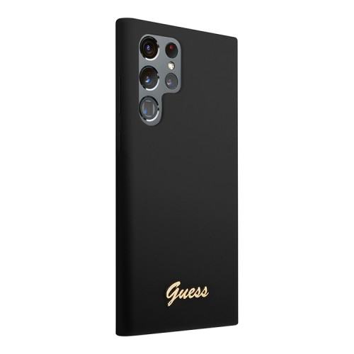 Чехол Guess Liquid Silicone Gold Metal logo для Galaxy S23 Ultra, черный