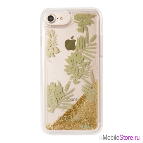 Чехол Guess Glitter Palm Spring для iPhone 7/8/SE 2020, золотой