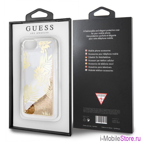 Чехол Guess Glitter Palm Spring для iPhone 7/8/SE 2020, золотой
