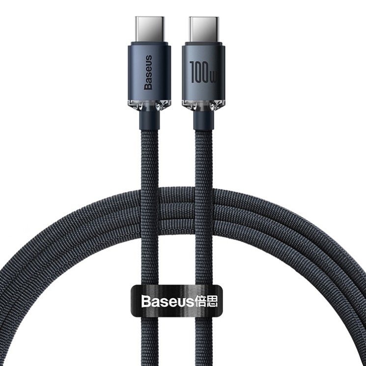 Кабель Baseus Crystal Shine Series Fast Charging Data Cable Type-C на Type-C 100W (1.2 м), черный