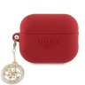 Guess для Airpods Pro 2 чехол Liquid silicone 3D Logo with 4G Diamond charm Fuchsia