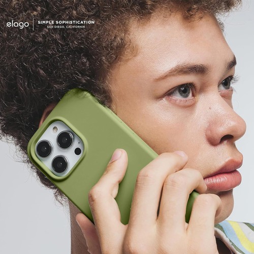 Elago для iPhone 15 Pro чехол Soft silicone (Liquid) Cedar Green