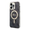 Guess для iPhone 15 Pro Max чехол PC/TPU 4G Hard Black/Gold (MagSafe)