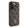 Guess для iPhone 15 Pro чехол PU 4G Triangle Diamond metal logo Hard Brown