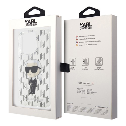Karl Lagerfeld для iPhone 15 Pro Max чехол PC/TPU Monogram NFT Karl Ikonik Hard Transparent
