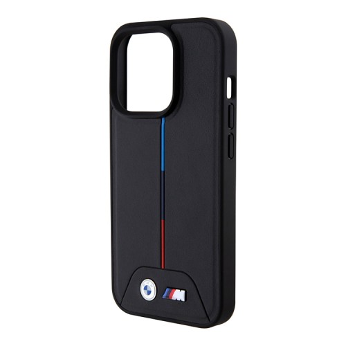 BMW для iPhone 15 Pro чехол M-Collection PU Quilted Tricolor Hard Black (MagSafe)