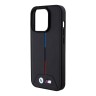 BMW для iPhone 15 Pro чехол M-Collection PU Quilted Tricolor Hard Black (MagSafe)