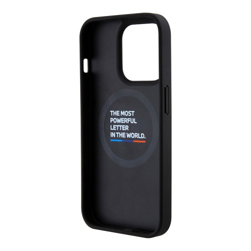 BMW для iPhone 15 Pro чехол M-Collection PU Quilted Tricolor Hard Black (MagSafe)