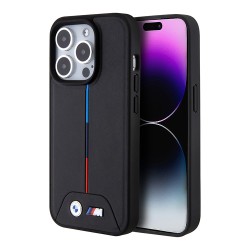 BMW для iPhone 15 Pro чехол M-Collection PU Quilted Tricolor Hard Black (MagSafe)