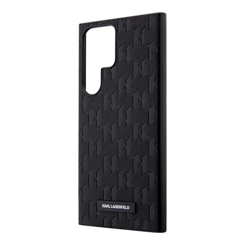 Karl Lagerfeld для Galaxy S23 Ultra чехол PU Saffiano Monogram Metal Plate logo Hard Black
