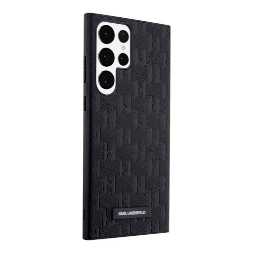 Karl Lagerfeld для Galaxy S23 Ultra чехол PU Saffiano Monogram Metal Plate logo Hard Black