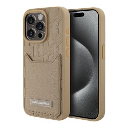 Karl Lagerfeld для iPhone 15 Pro Max чехол Cardslot PU Monogram/Grained Pocket Hard Brown