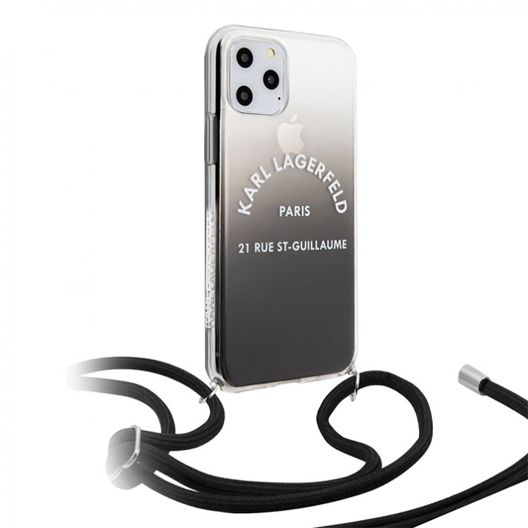 Чехол Karl Lagerfeld Cord collection Hard Gradient для iPhone 11 Pro Max, черный