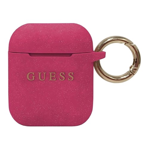 Чехол Guess Silicone с кольцом для Airpods 1 | 2, Fuschia