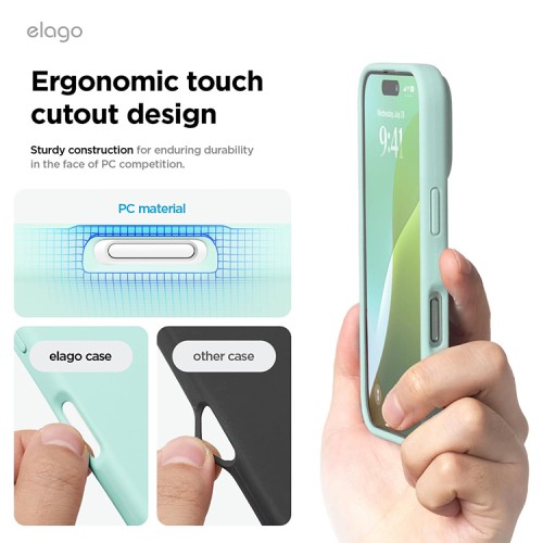 Elago для iPhone 16 Pro чехол Soft silicone (Liquid) Mint