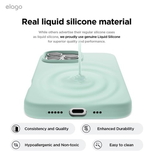 Elago для iPhone 16 Pro чехол Soft silicone (Liquid) Mint