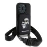 Karl Lagerfeld для iPhone 16 Pro чехол Crossbody cardslot PU Saffiano NFT Karl&Choupette Hard Black