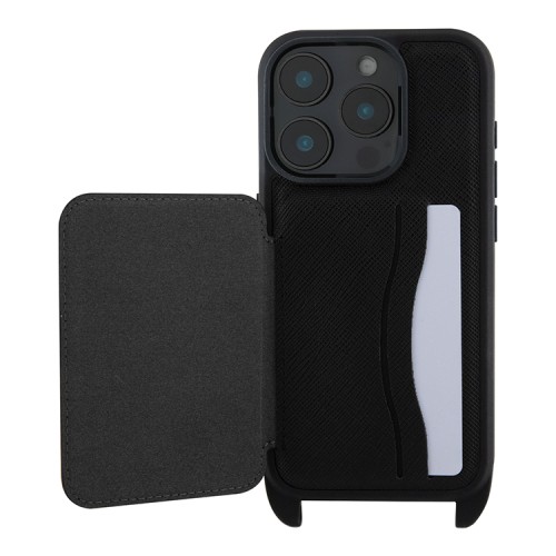 Karl Lagerfeld для iPhone 16 Pro чехол Crossbody cardslot PU Saffiano NFT Karl&Choupette Hard Black