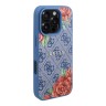 Guess для iPhone 16 Pro Max чехол PU Flowers Roses Hard Blue (MagSafe)