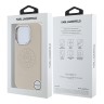 Karl Lagerfeld для iPhone 16 Pro Max чехол PU Full Wrapped leather Seal logo Hard Beige (MagSafe)