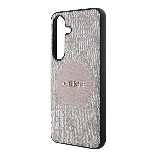 Guess для Galaxy S25+ чехол PU 4G with Round Patch Metal logo Hard Pink (MagSafe)