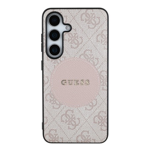 Guess для Galaxy S25+ чехол PU 4G with Round Patch Metal logo Hard Pink (MagSafe)