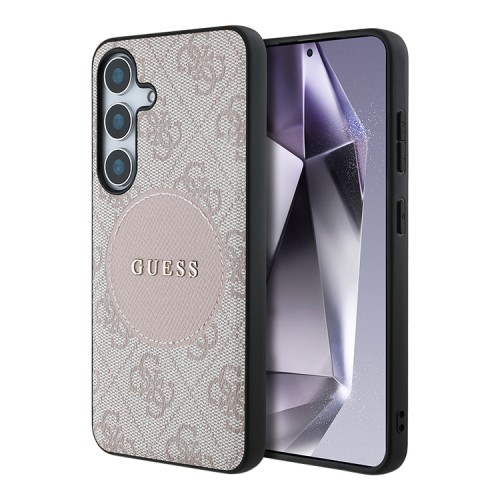 Guess для Galaxy S25+ чехол PU 4G with Round Patch Metal logo Hard Pink (MagSafe)