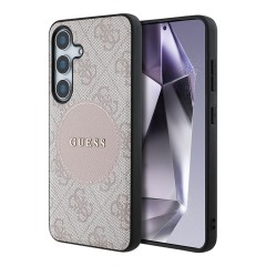 Guess для Galaxy S25+ чехол PU 4G with Round Patch Metal logo Hard Pink (MagSafe)