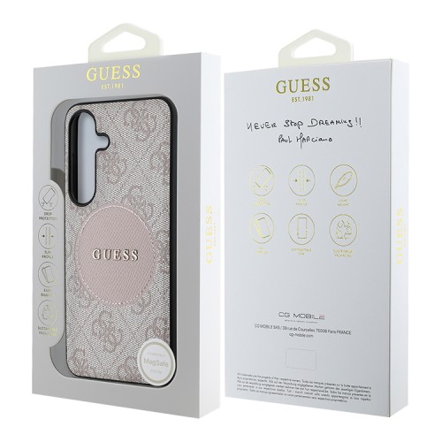 Guess для Galaxy S25+ чехол PU 4G with Round Patch Metal logo Hard Pink (MagSafe)