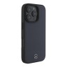 Mercedes для iPhone 16 Pro чехол Leather Textured and Smooth Metal logo Hard Navy (MagSafe)