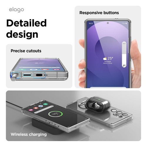 Elago для Galaxy S25 Ultra чехол HYBRID (pc/tpu) Clear