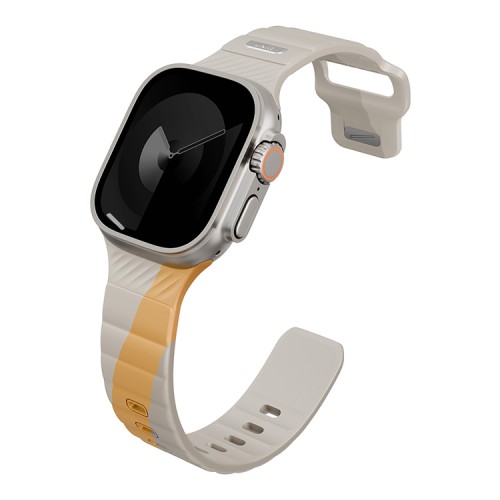 Uniq для Apple Watch 49/46/45/44 mm ремешок STRIDE DE FKM Rubber Beige/Yellow