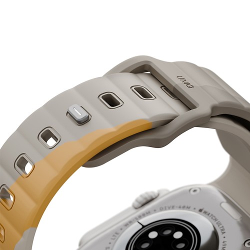 Uniq для Apple Watch 49/46/45/44 mm ремешок STRIDE DE FKM Rubber Beige/Yellow